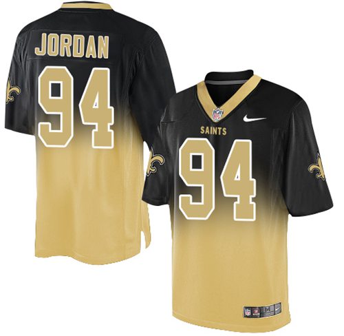 Nike Saints #94 Cameron Jordan Black/Gold Men's Stitched NFL Elite Fadeaway Fashion Jersey - Click Image to Close